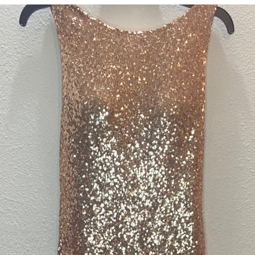 Christina Wu Celebration Rose Gold Sequin Formal Gown Size 4 Evening Prom Dress - Picture 5 of 10